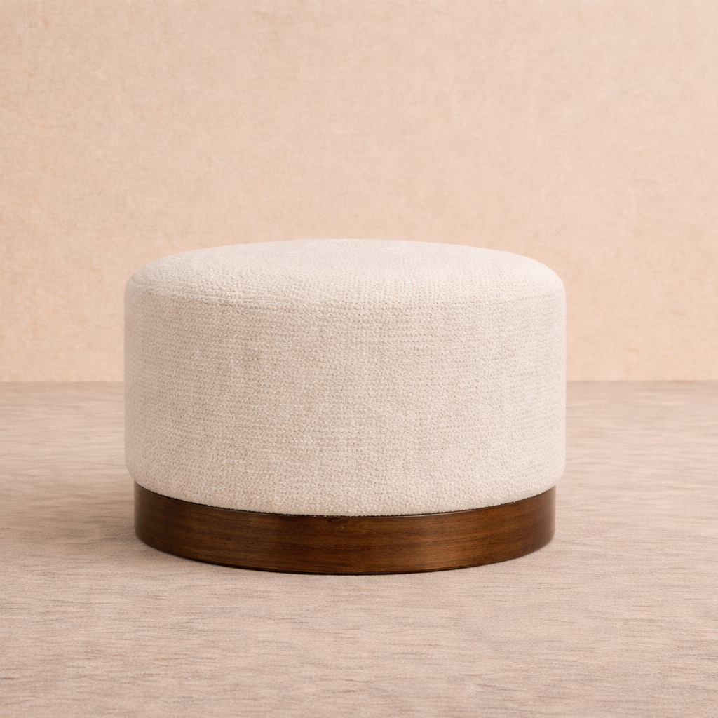 Petronas Ottoman - Round (Custom) 20” Diameter Walnut #MWS Options 1