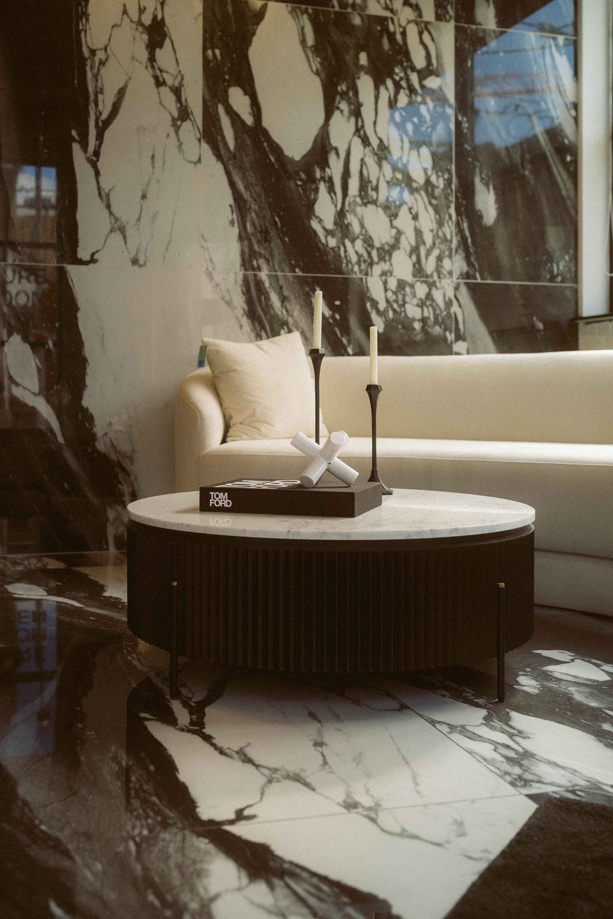 Nebula Coffee Table - Black/White Marble