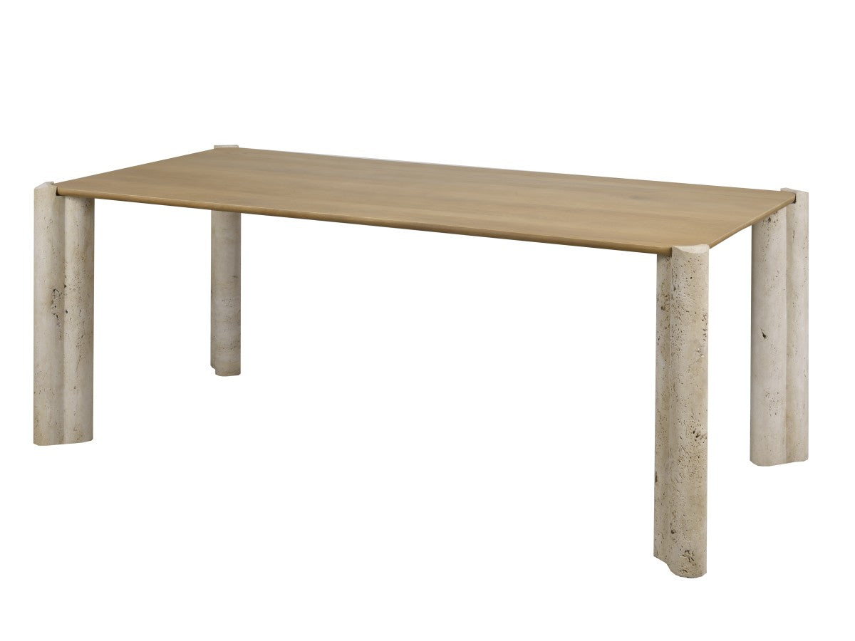 Travertine / Acacia 73"L Dining Table