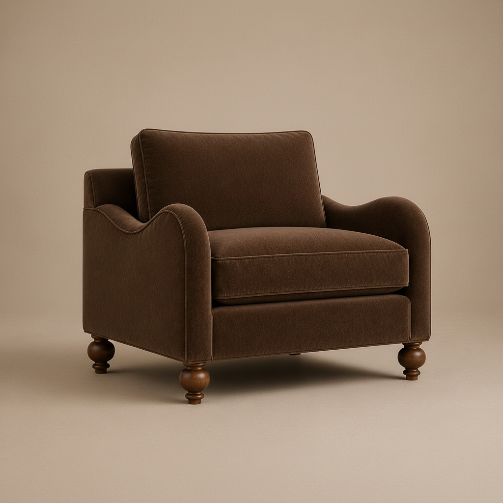 Windermere Chair in dark brown upholstery - Candace & Basil