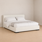 Palm Platform Bed in ivory upholstery with low padded headboard - Candace & Basil