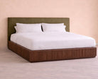 Lotus Platform Bed - Upholstered (Custom) Queen Medium Walnut Fluted #MWS Options 1
