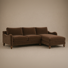 Windermere Arm Chaise Sectional in dark brown upholstery - Candace & Basil
