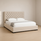 Orchid Platform Bed with curved upholstered headboard in white - Candace & Basil
